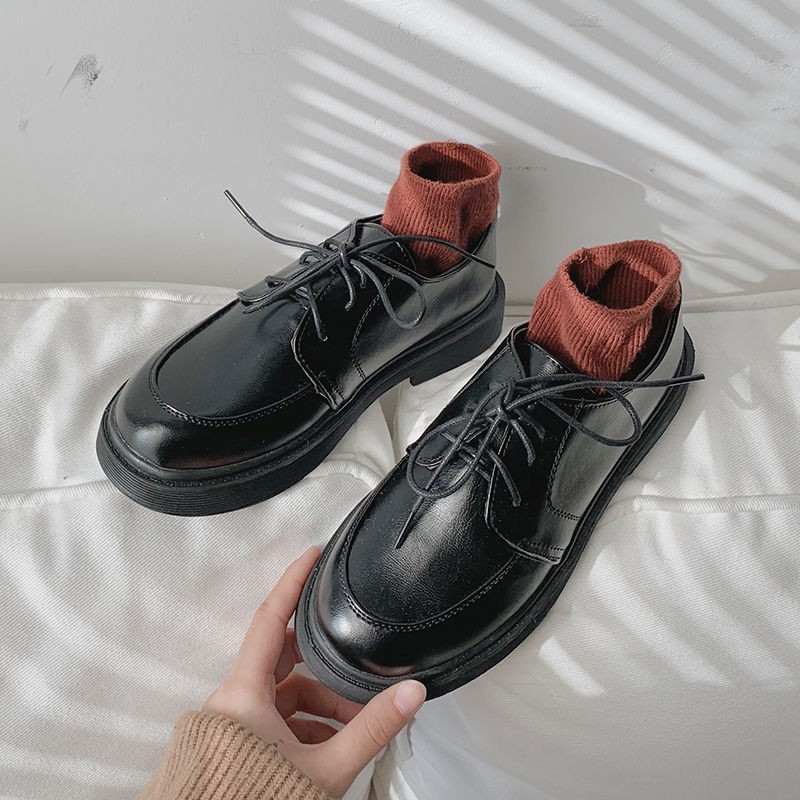 (ORDER) Giày ulzzang đế cao da bóng buộc dây | BigBuy360 - bigbuy360.vn