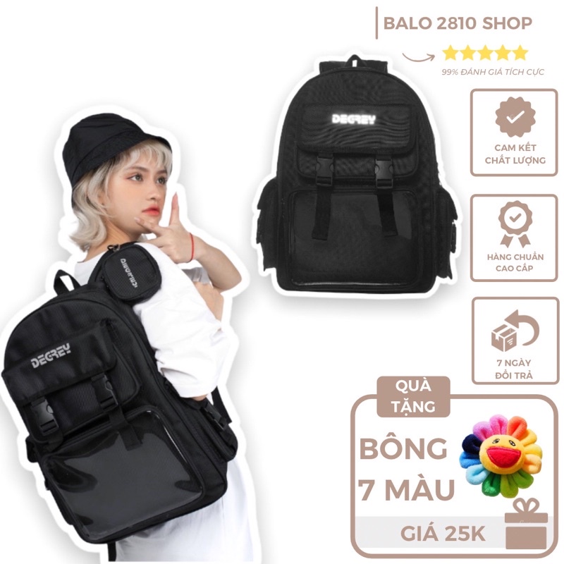 Balo Degrey Basic Backpack 2810 Clothes Shop Balo Đen Đi Học Nhiều Ngăn Ulzzang Unisex ( Tặng Bông 7 Màu )