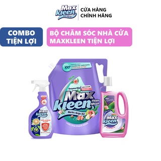 Combo MaxKleen: 1 Túi Nước Giặt Xả MaxKleen Thiên Nhiên 2.2kg + 1 Chai Lau Sàn 1kg + 1 Nước Lau Bề mặt đa năng 520ml