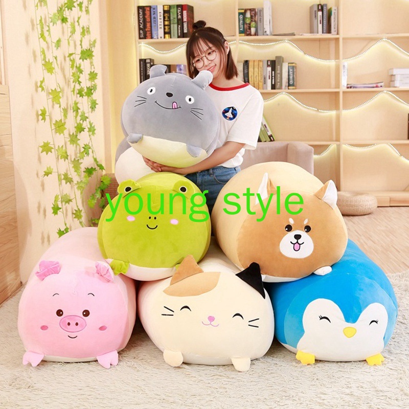 Gối ôm hình trụ kiểu dáng động vật siêu cute, thú nhồi bông hình trụ dựa lưng cực êm