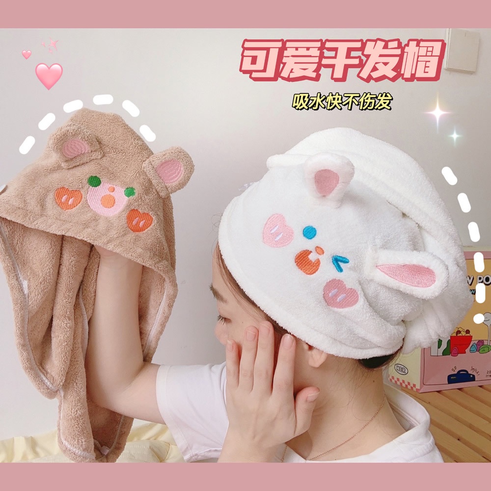 Mũ Tắm Dày Dặn Thấm Hút Tốt Nhanh Khô Ttm033 Dễ Thương Cho Nữ