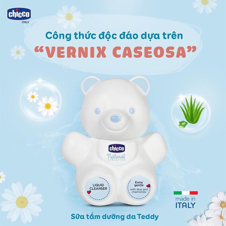 Sữa Tắm Dưỡng Da Natural Sensation Teddy Chicco 0M+ - Giúp Cân Bằng PH & Tăng Miễn Dịch Cho Da - CLC Pharmacy