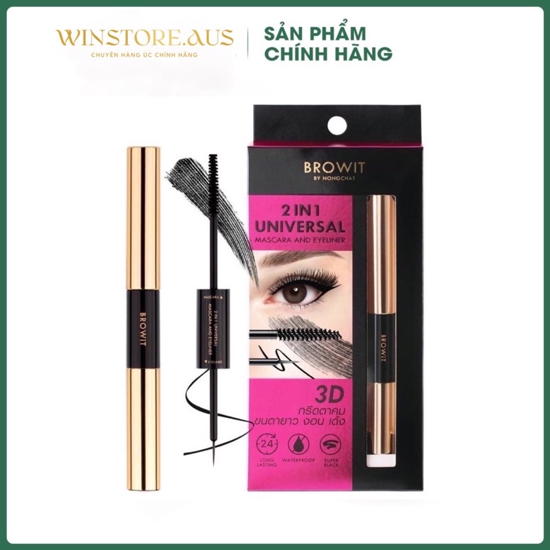 Mascara &amp; Eyeliner 2 Đầu Browit by Nongchat Dưỡng Mi Dày Mi Thái Lan