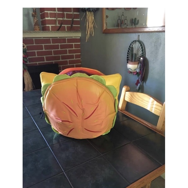 Balo da hình hamburger dễ thương, kích thước lớn chứa a4, macbook, ipad