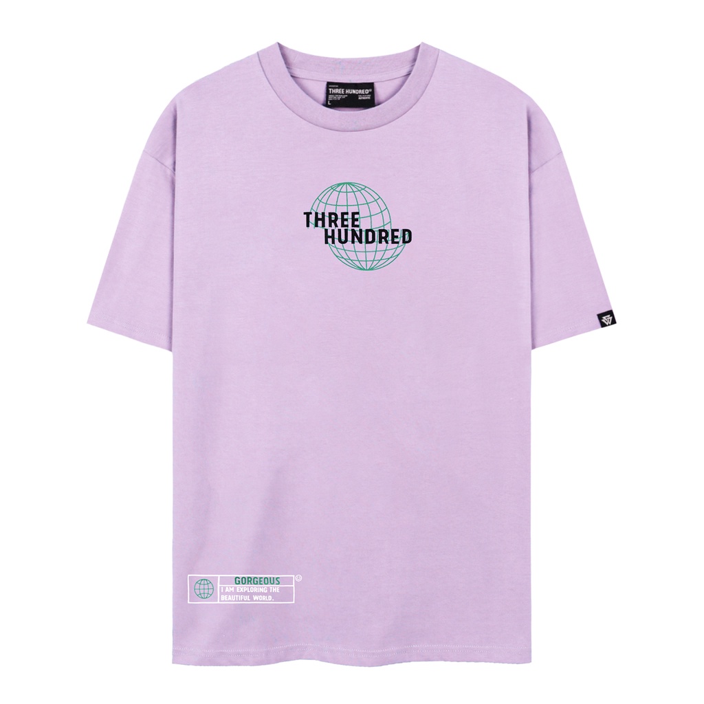Áo Thun Tím In Chữ The World Gorgeous Màu Xanh Chất Liệu 100% Cotton Form Rộng Thoải Mái Unisex Nam Nữ