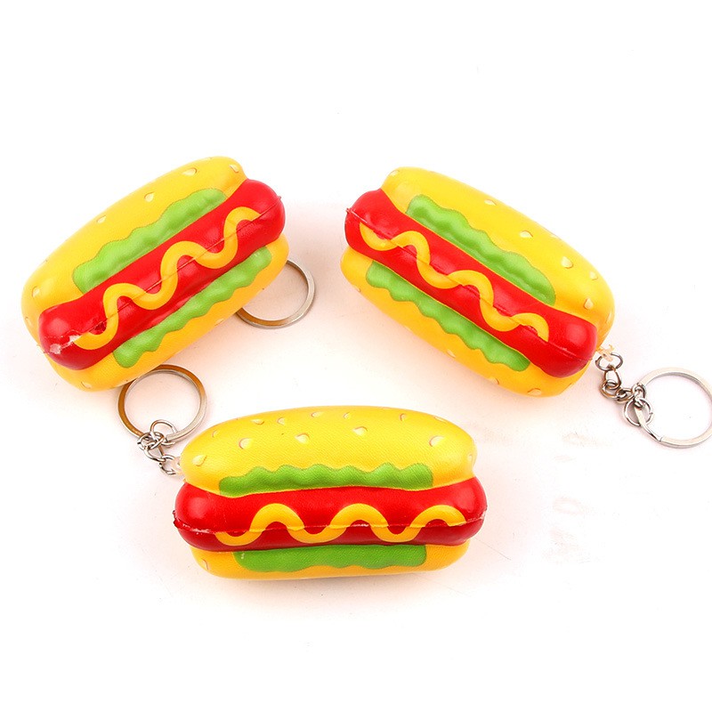 Squishy Bánh Burger Mini Có Móc Khóa Biểu Cảm Dễ Thương