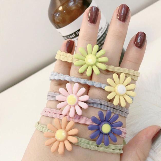 Dây cột tóc hoa cúc nhiêu màu 🌻 dây thun buộc tóc nữ Hàn Quốc