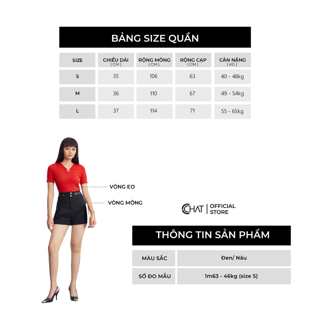 Quần Đùi Nữ 𝐂𝐂𝐇𝐀𝐓 Kiểu Cạp Phối Ly Chất Tuytsi Cao Cấp Mềm Mịn 22ONS8002AT