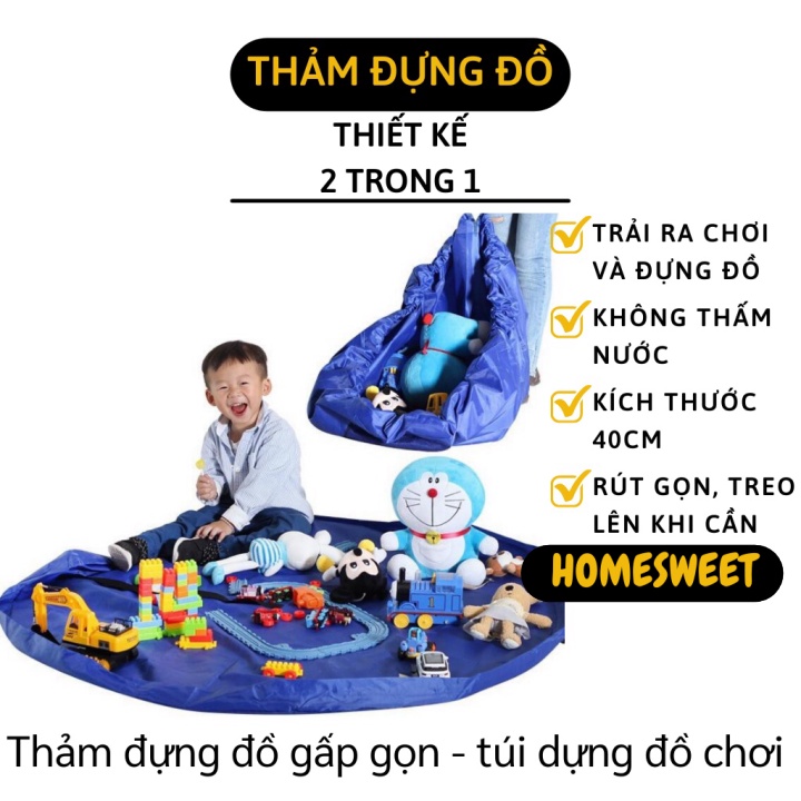 Thảm Đựng Đồ Chơi - Đồ Chơi Trẻ Em Có Túi Rút Gấp Gọn Đa Năng, Chống Thấm Nước 6954