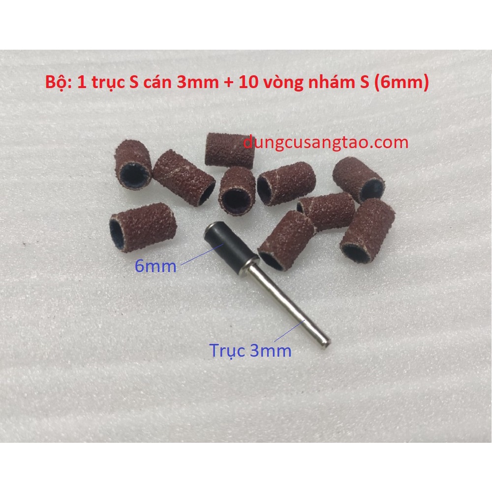Nhám vòng 6mm-12mm-25mm / Vòng nhám tròn gắn đầu cao su để chà nhám
