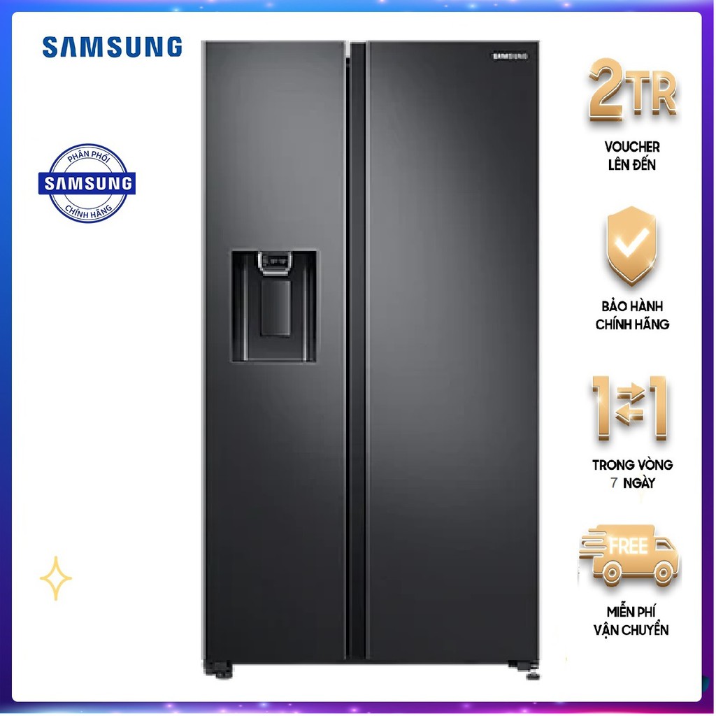 Tủ lạnh Samsung Inverter 617 lít RS64R5301B4/SV  Làm lạnh nhanh Làm đá nhanh Làm đá tự động Lấy nước bên ngoài