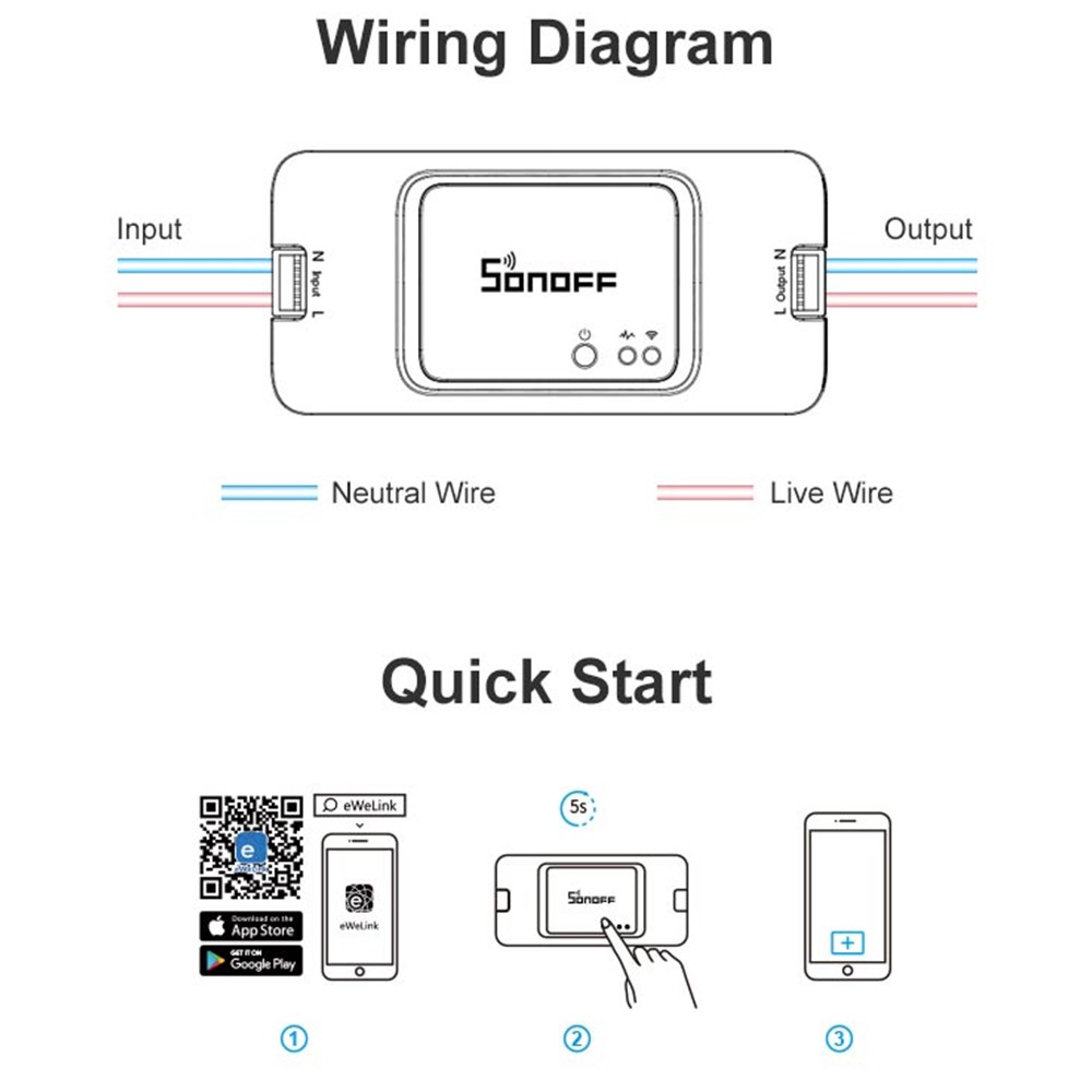 Công tắc WiFi Sonoff Basic R3 Quốc Tế điều khiển từ xa thông minh qua internet 3G 4G hỗ trợ Alexa Google Home Homekit