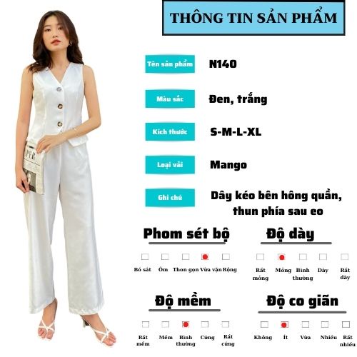 Vest croptop sét váy vest nữ NER N140 phong cách sang trọng đi làm đi chơi cà phê đi tiệc sét bộ quý phái màu đen trắng