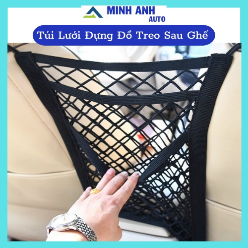 Túi Lưới Đựng Đồ 3 Ngăn Treo Sau Ghế Xe Hơi Tiện Dụng