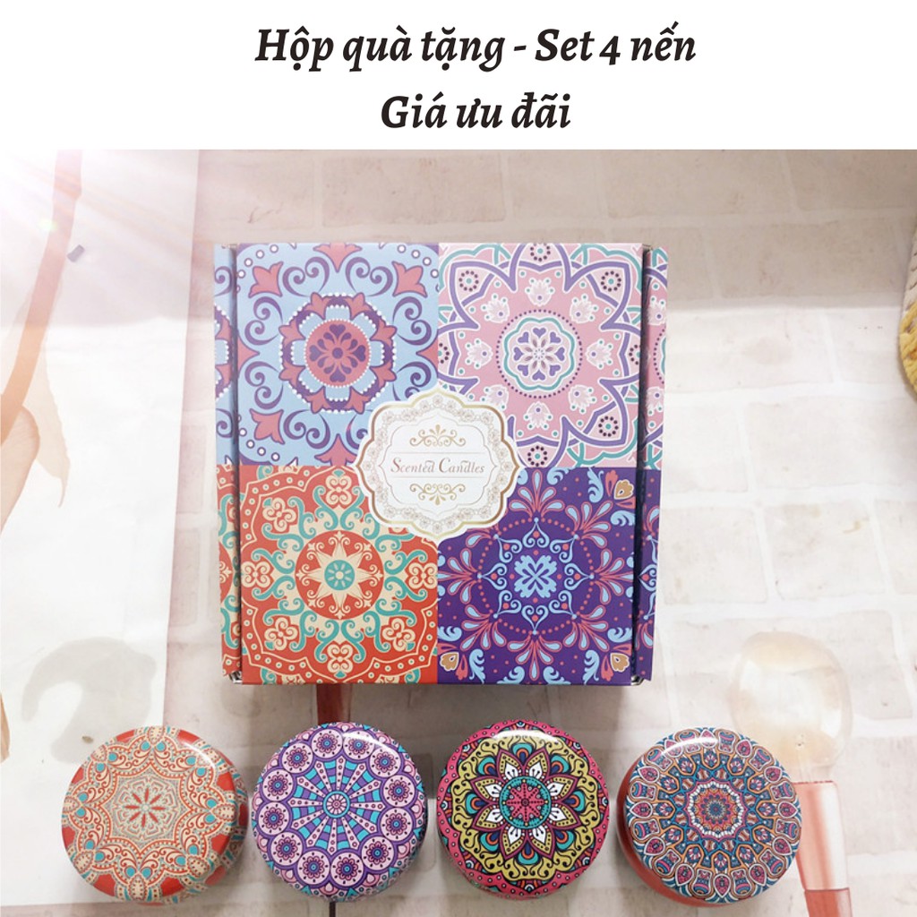 Nến Thơm Candle Cup Set Nến Thơm Phòng Rẻ Tinh Dầu Thiên Nhiên Thư Giãn Khử Mùi 85g NEN07 NEN08