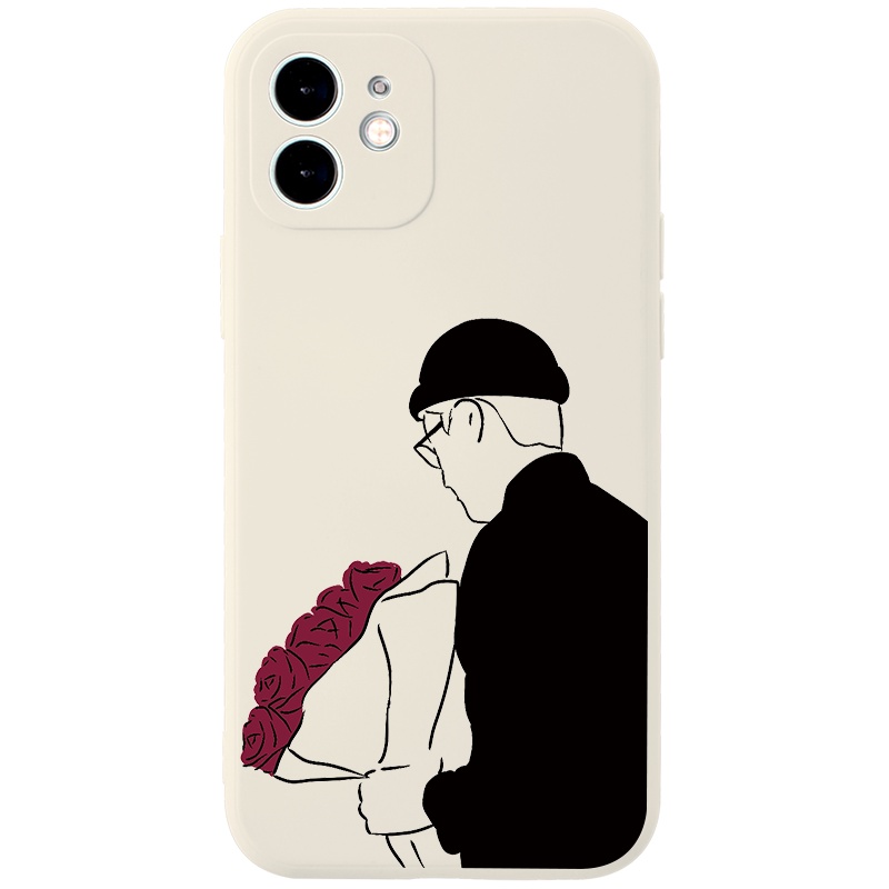 Ốp lưng JURSUE mềm hình cặp đôi dễ thương đẹp cho iPhone 13 12 11 Pro Max SE 2020 X XR XS 8 7 6S 6 Plus Y1894