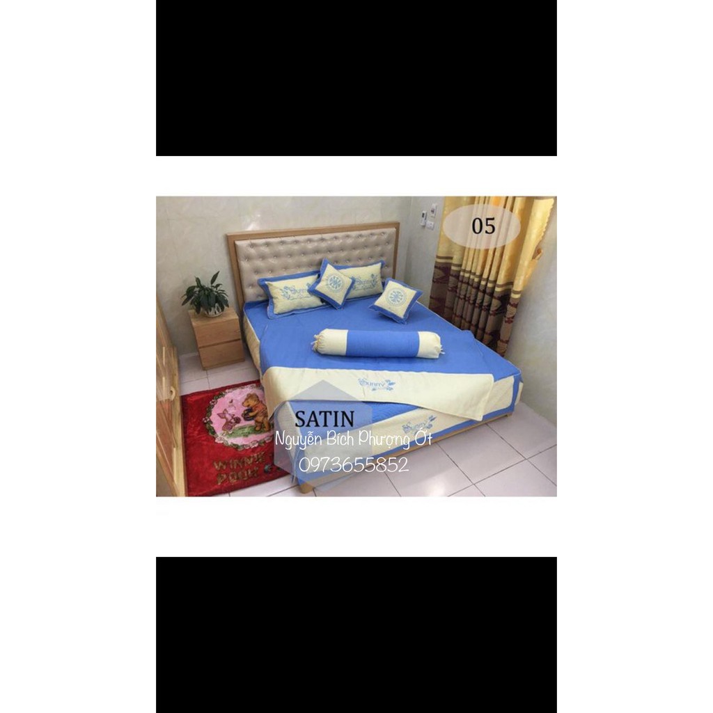 🍀 Bộ Ga Phủ Giường Trần Bông Satin Riềm Phủ Cao Cấp - HÀNG ĐẸP