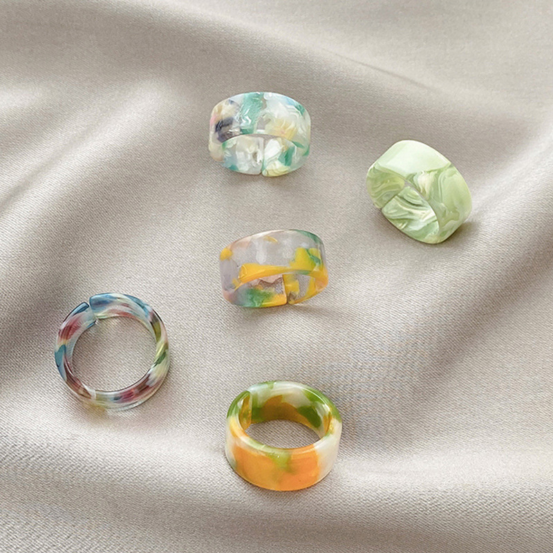 Vintage Candy Color Acrylic Ring Personalized Tail Ring Women Fashion Jewelry