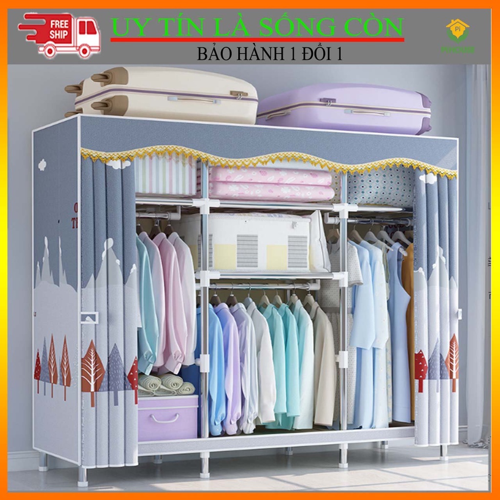 Tủ Quần Áo Khung Thép Titan Bọc Vải OxFort Siêu Bền Chịu Lực đến 250kg