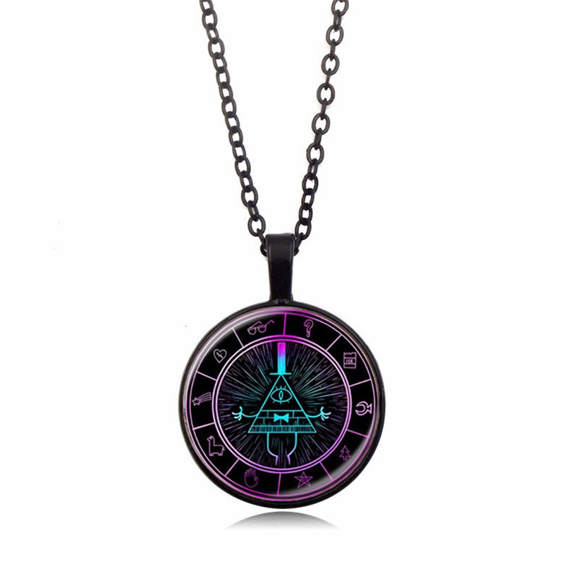 Vòng cổ Dài Mặt Kính Hình Vòm Họa Tiết Anime Gravity Falls