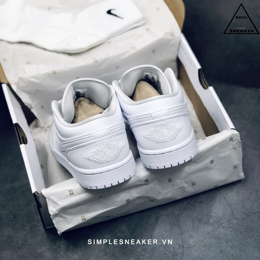 Giày Nike Jordan 1 Chính Hãng FREESHIP Nike Air Jordan 1 Low Allwhite- Giày Jordan 1 Cổ Thấp - Simple Sneaker