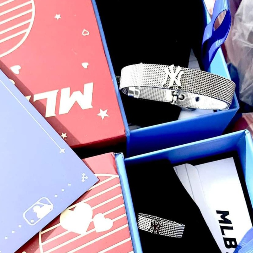 Nhẫn MLB unisex nam nữ titan sáng bóng cao cấp fullbox làm quà