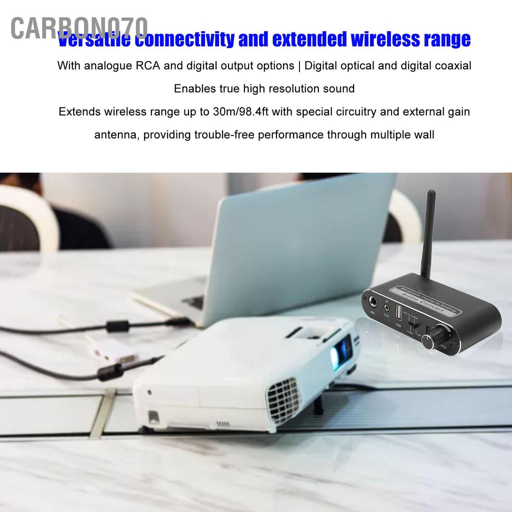 Carbon070 Bộ khuếch đại kỹ thuật số Bluetooth 5.1 HiFi Stereo Analog to Digital Converter có Mic cho Hệ thống rạp hát loa gia đình