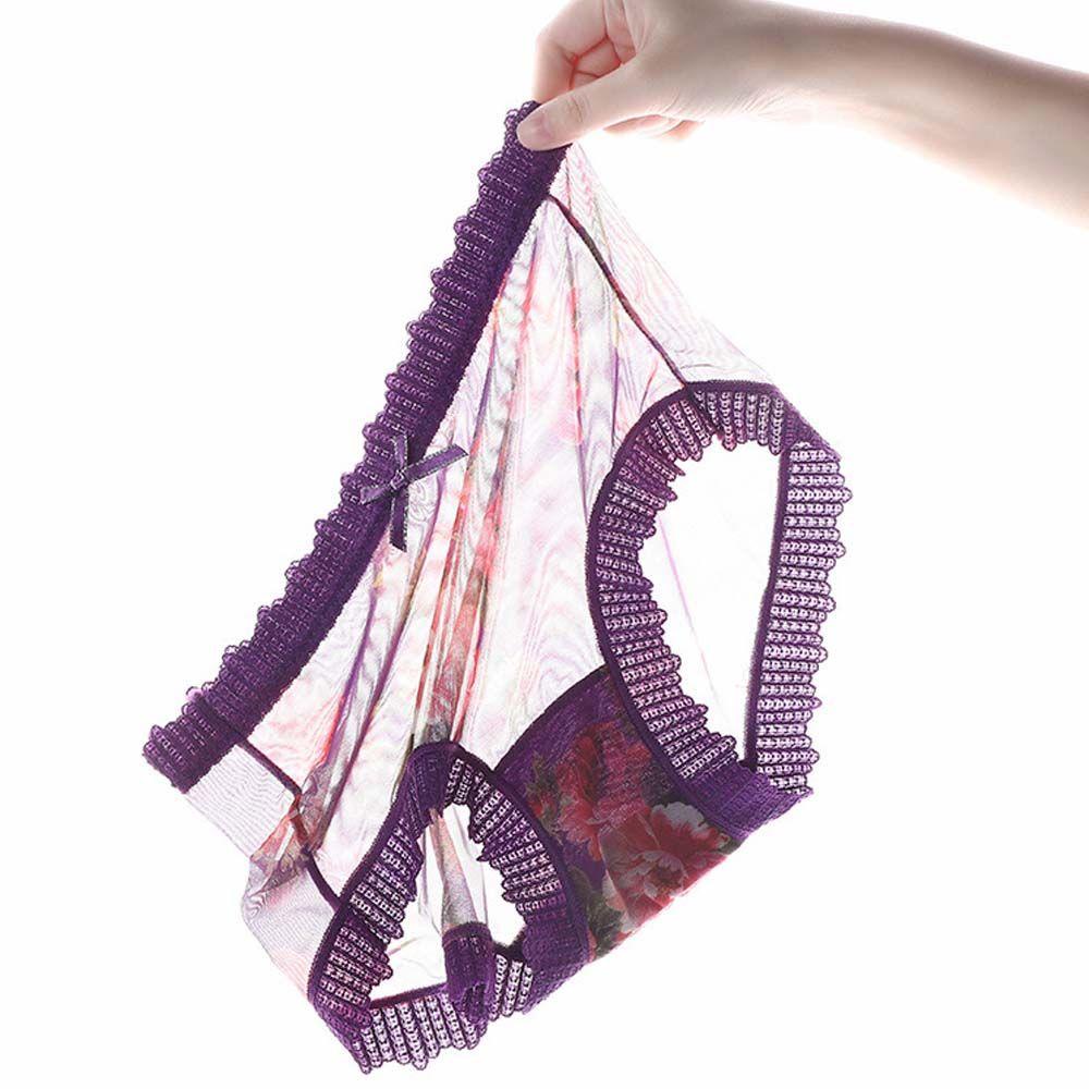 Quần Lót Lụa Siêu Mỏng Thoáng Khí In Họa Tiết Hoa Phong Cách Hàn Quốc Cho Nữ