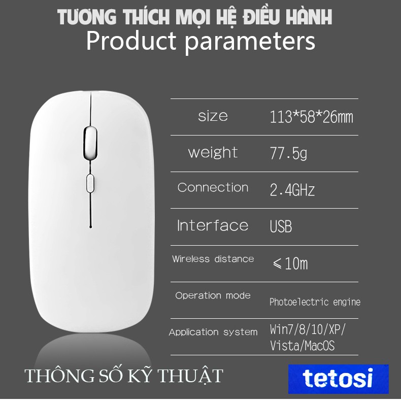 Combo Chuột Không Dây 2.4G M1 Và Cốc Sạc Có 3 Cổng USB, sạc nhanh, không âm thanh, không dung pin, nhỏ gọn, Tetosi