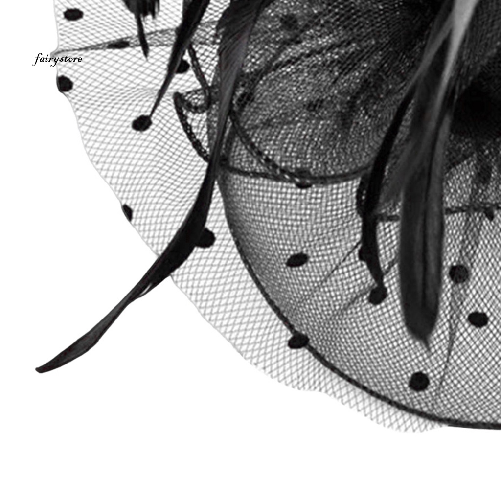 Fairystore| Cài Tóc Hình Nón Đính Hoa Và Lông Vũ Cho Cô Dâu