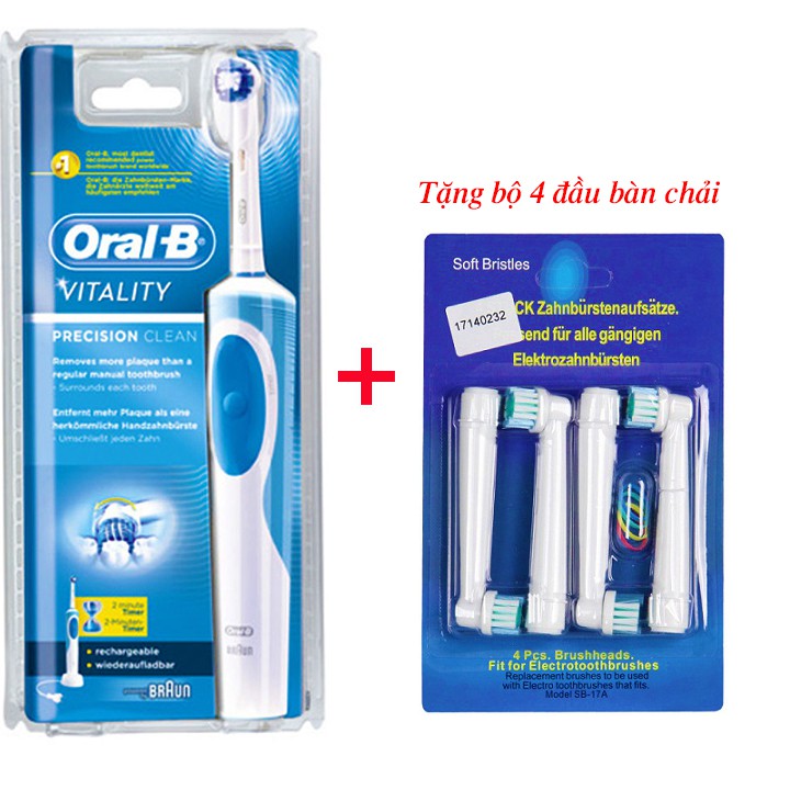 [COMBO] Bàn chải đánh răng điện Oral B + Tặng bộ 4 đầu bàn chải thay thế cho máy đánh răng - Shop HT