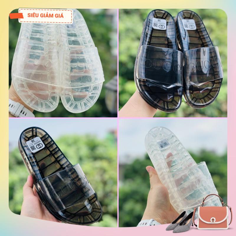 Dép 𝐆𝐔𝐂𝐂𝐈 𝐓𝐑𝐎𝐍𝐆 ❤️FULL BOX + FREESHIP❤️ Dép gucci trong sốt quai ngang nam nữ in chữ nổi full size, hàng loại 1