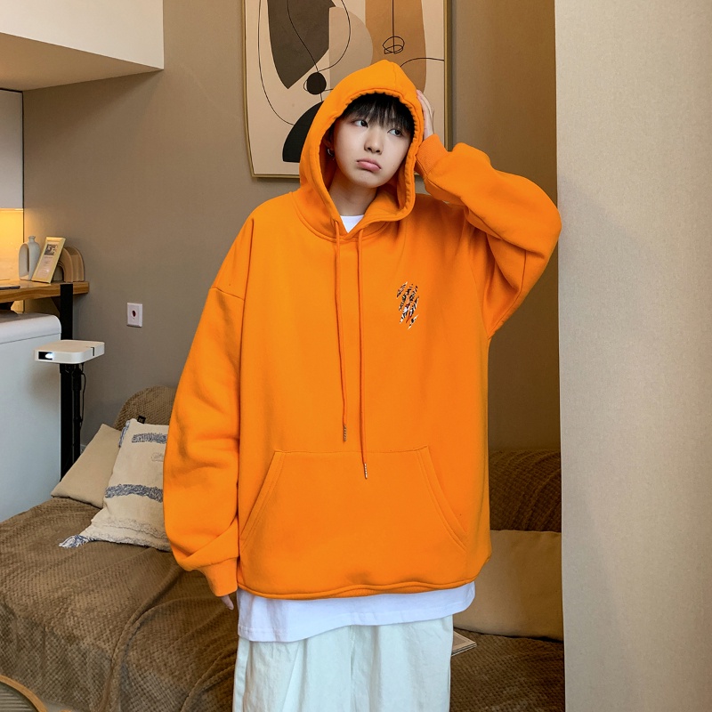 Áo hoodie dáng rộng in chữ đơn giản thời trang phong cách Hàn Quốc cho nam size M-3XL