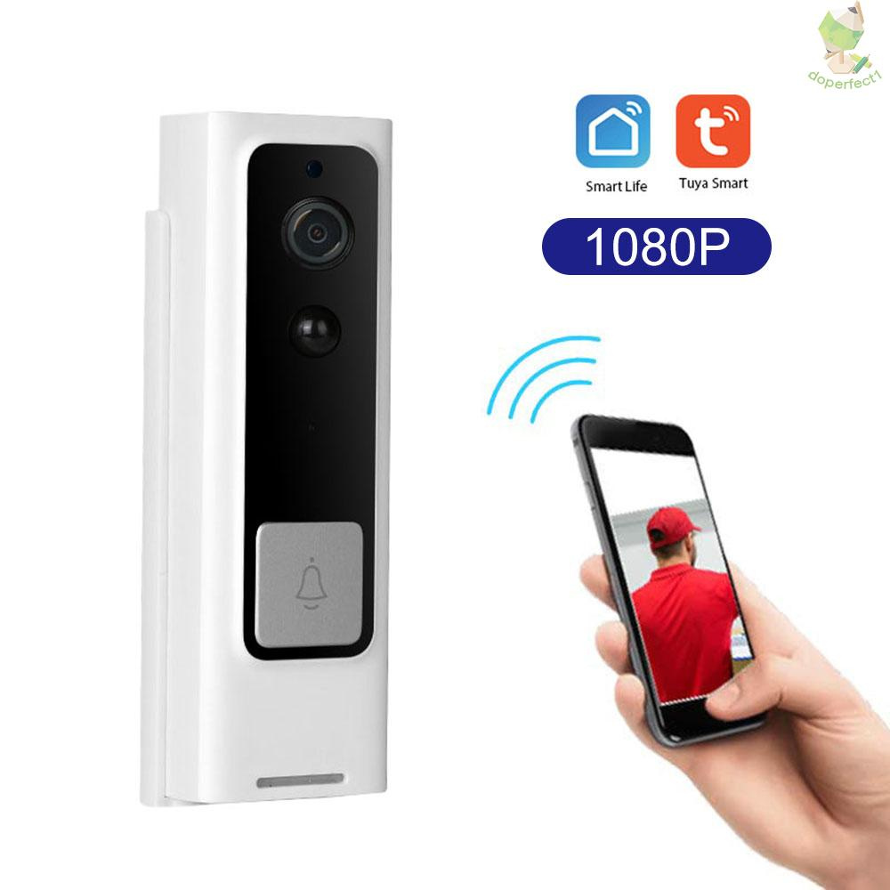 WiFi Smart Security DoorBell HD 1080P Wireless Visual Intercom Recording Video Door Phone PIR Motion Detector Rainproof TuyaSmart APP Remote Home Monitoring Night Vision