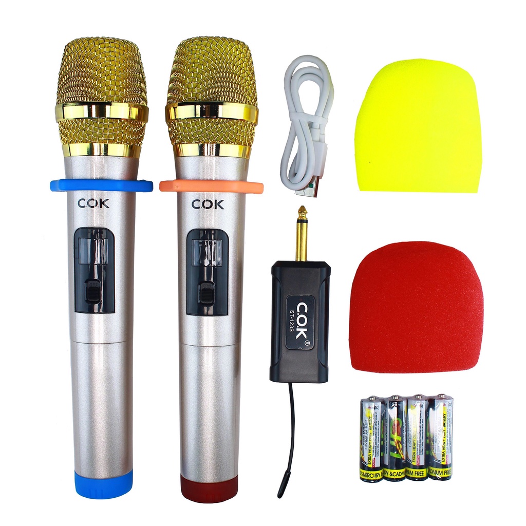 Micro Không Dây COK ST-123S (2 mic) - CHÍNH HÃNG - BH 12 tháng - Mích Chuyên Dành Cho Mọi Loa Kéo Và Âm Ly