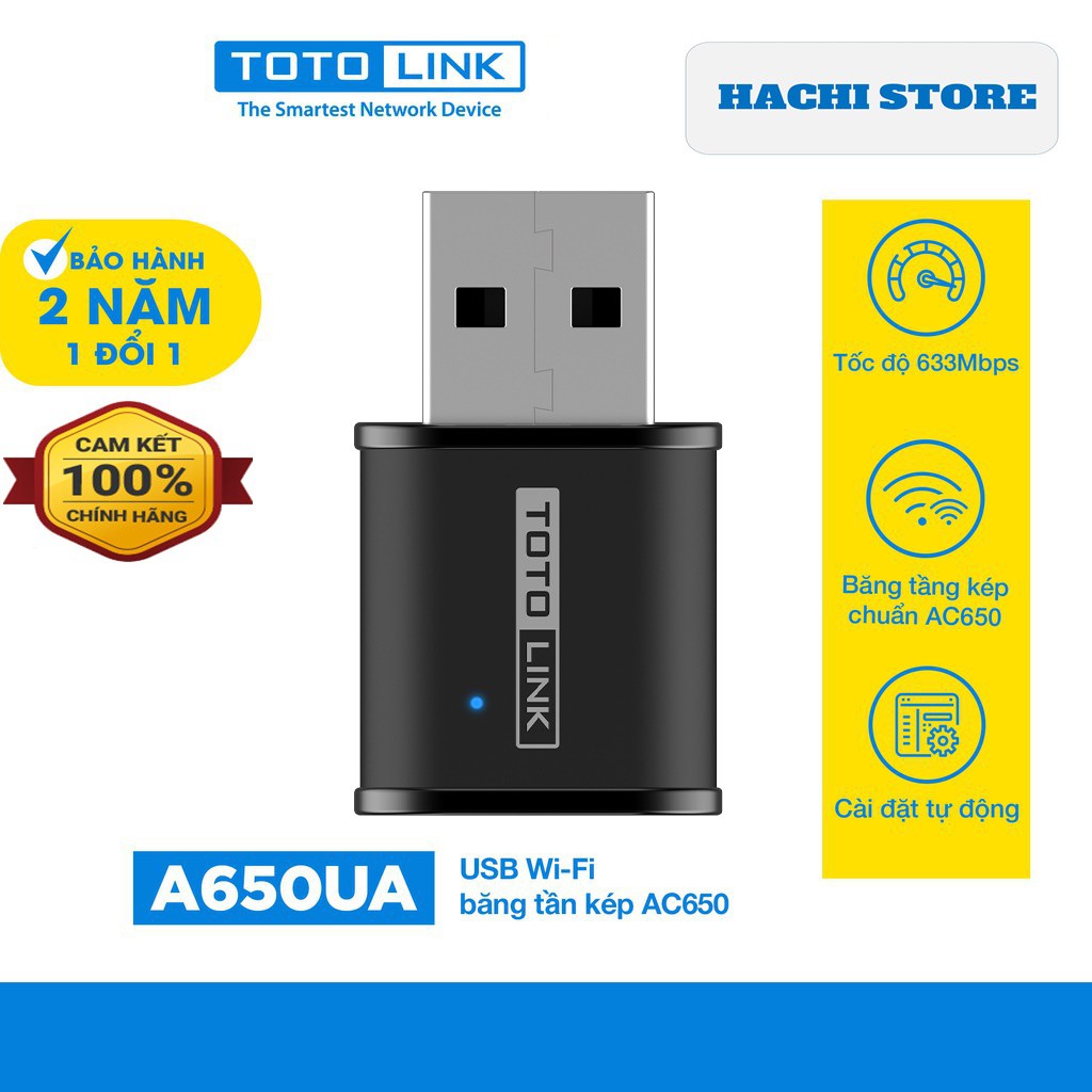 USB Wi-Fi chuẩn AC 650Mbps băng tần kép TOTOLINK - A650USM thumbnail