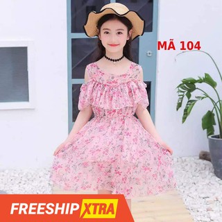 Đầm bé gái voan hoa nhí hồng mã 104