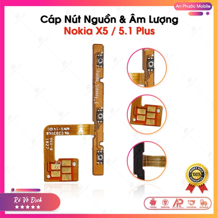 Cáp Nút Nguồn và Âm Lượng Nokia X5 / 5.1 Plus Zin Bóc Máy