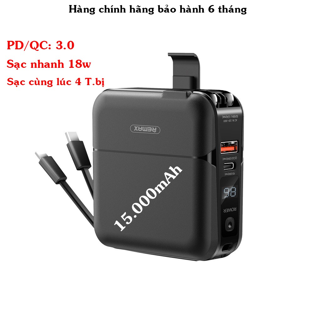 Remax RPP-20 Sạc dự phòng remax RPP-20 dung lượng 15000mAh – Cốc sạc kiêm pin dự phòng hỗ trợ sạc nhanh PD 3.0 và QC 3.0