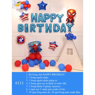 (Tặng bóng số tuổi) SET BÓNG TRANG TRÍ SINH NHẬT CHO BÉ CHỦ ĐỀ NGƯỜI NHỆN