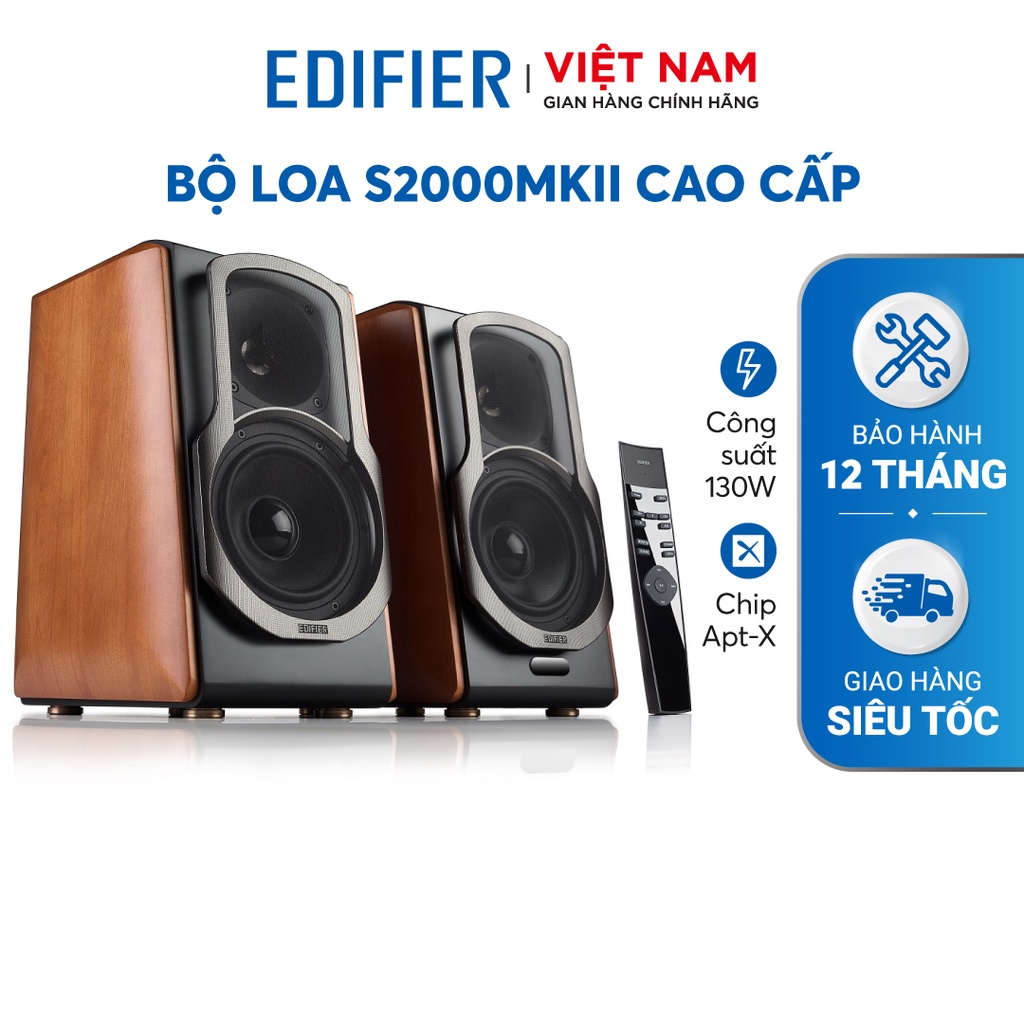 Bộ loa bluetooth Bookshelf Hifi cao cấp EDIFIER S2000MKIII - Chip codec aptX HD - Chip DAC, Công nghệ DSP - Màn hình LCD