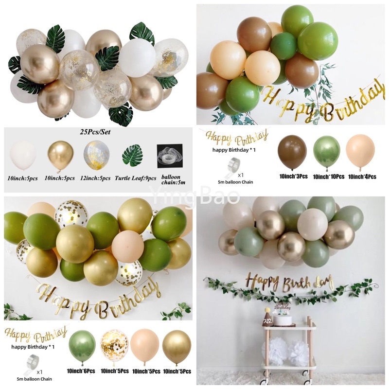 Bộ Bong Bóng Màu Xanh Lá Phong Cách Cổ Điển Độc Đáo Dùng Trang Trí Tiệc Sinh Nhật