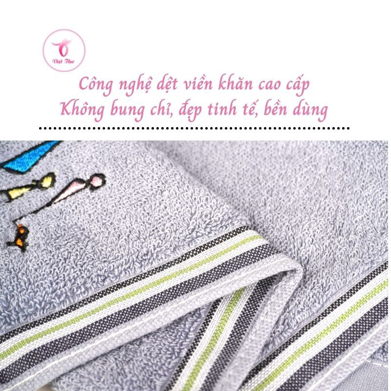 Khăn mặt cotton gia đình nhỏ cao cấp VIỆT THƯ, siêu mềm mịn, siêu thấm hút, siêu kháng khuẩn, 60gr, 25x50cm