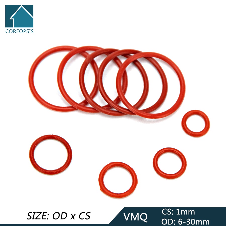 Set 20 Vòng Đệm Hình Tròn Bằng Silicone Thay Thế OD 6mm-30mm CS 1mm