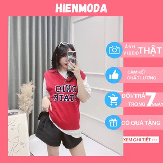 Áo gile len nữ oversize , Áo len gile kiểu Hàn Quốc OHIO