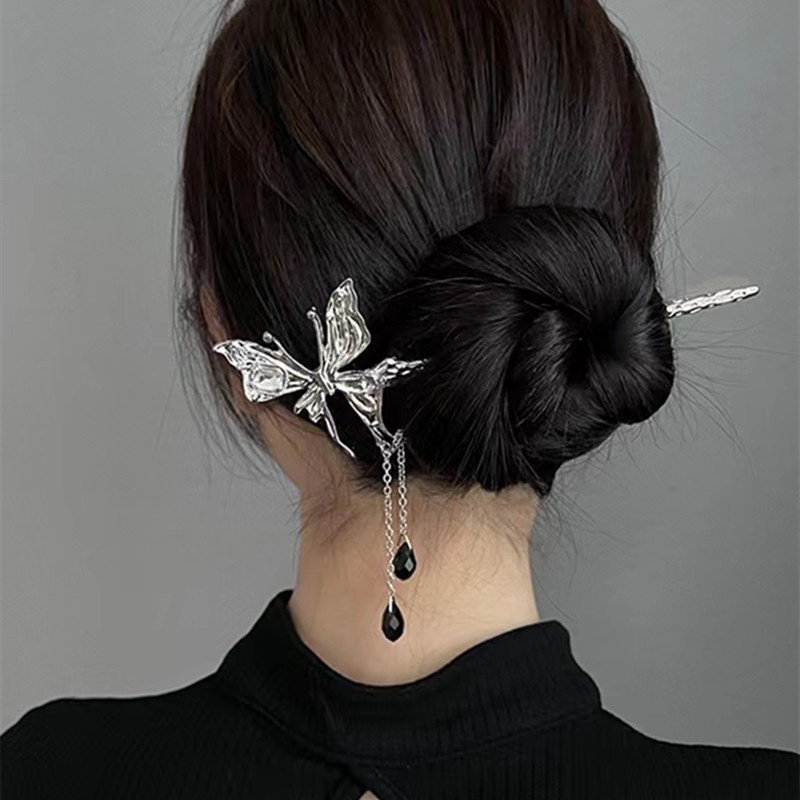 Kẹp Tóc Tua Rua Hình Bướm Bằng Kim Loại Phong Cách Trung Hoa Đơn Giản Mới