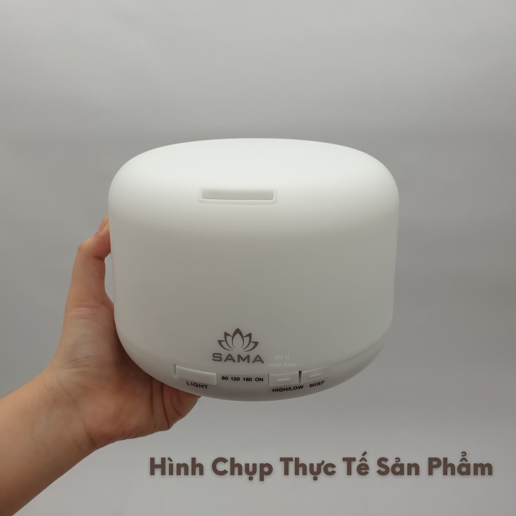 (Tặng Điều khiển) Máy Khuếch Tán Tinh Dầu CHÍNH HÃNG SAMASiêu Âm Trụ Tròn Đổi Màu 500ml