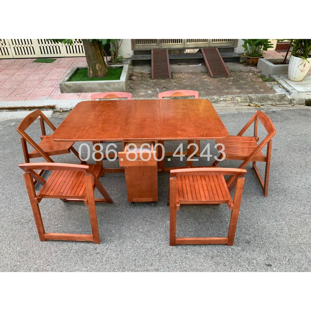 BÀN ĂN GỖ SỒI THÔNG MINH GẤP GỌN ĐỦ MÃU MÃ
