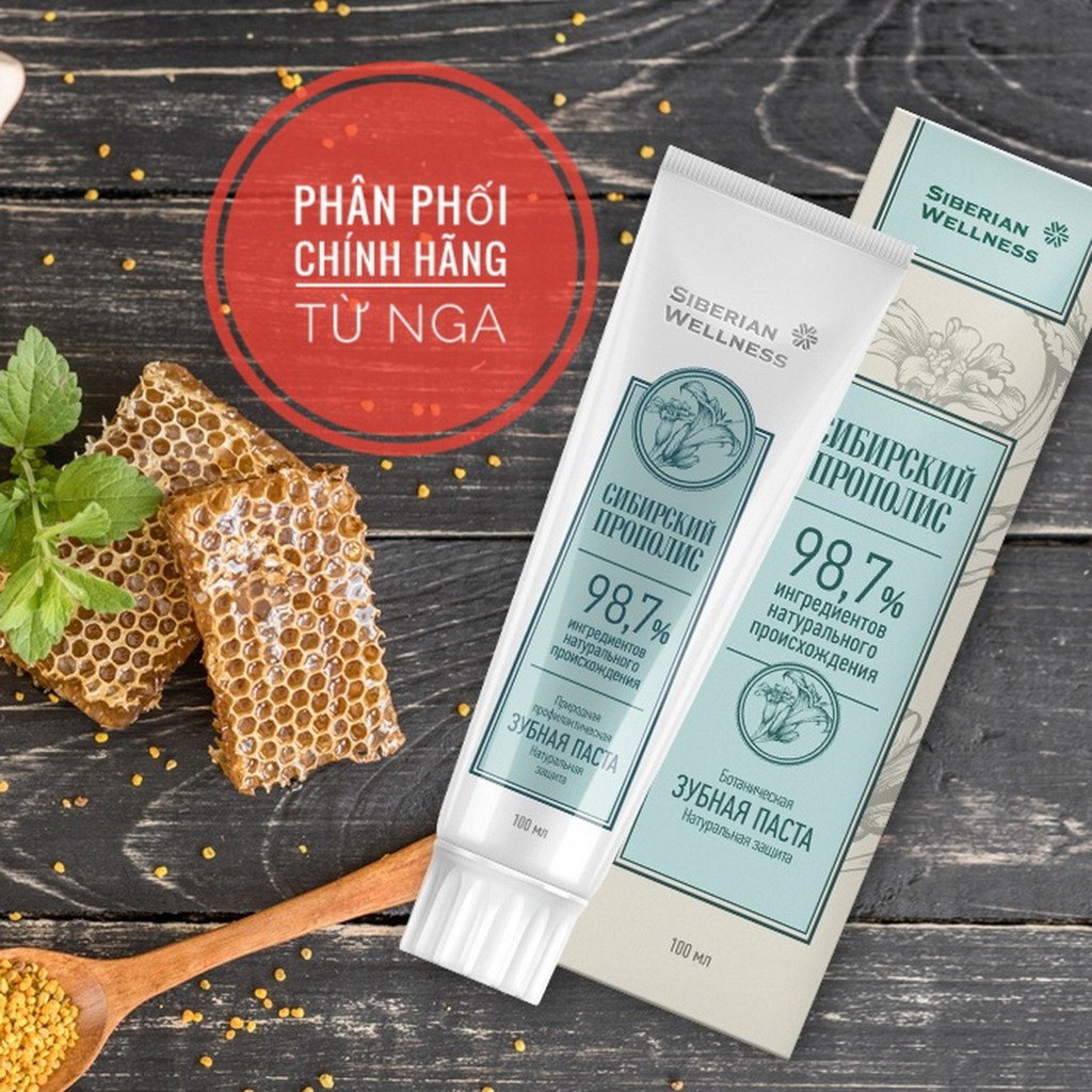 [ CHÍNH HÃNG ] - Kem đánh răng thảo dược Siberian Propolis Extra Keo ong Siberi, giúp hạn chế hôi miệng - Tuýt 100ml