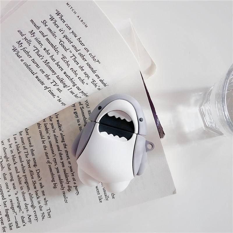 Vỏ Bảo Vệ Hộp Sạc Tai Nghe AirPods 2 3 Pro Bằng Silicon Họa Tiết Hoạt Hình Cá Mập Dễ Thương